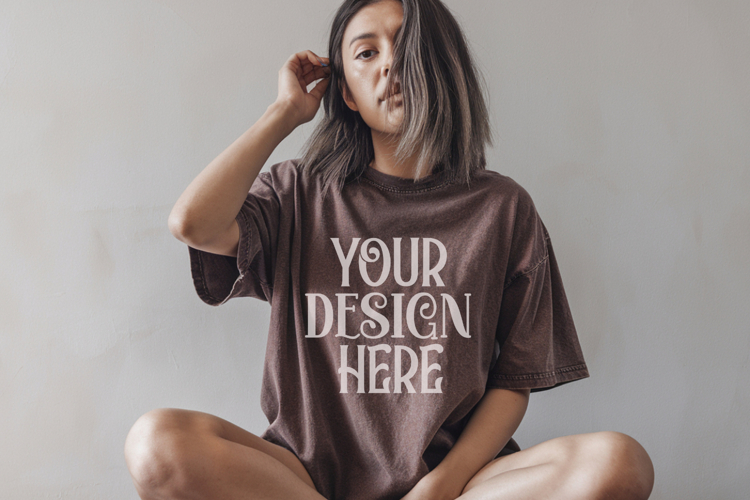 Brick Comfort Colors 1717 T-shirt Mockups, Real Model Mo