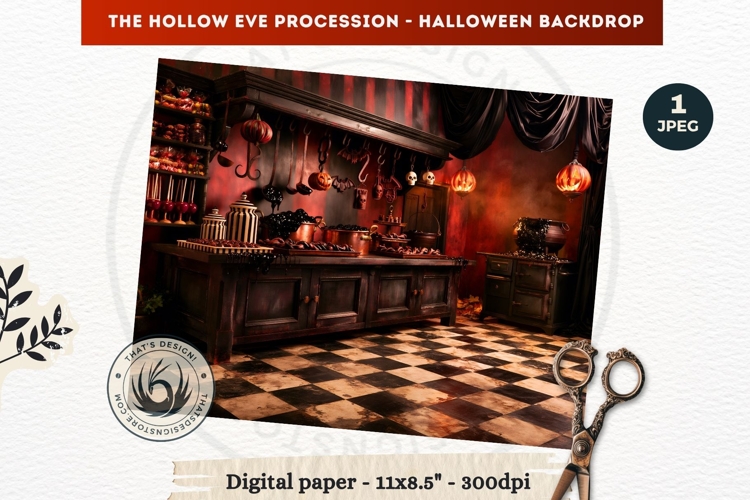Gothic Halloween background - Hollow Eve Procession Backdrop