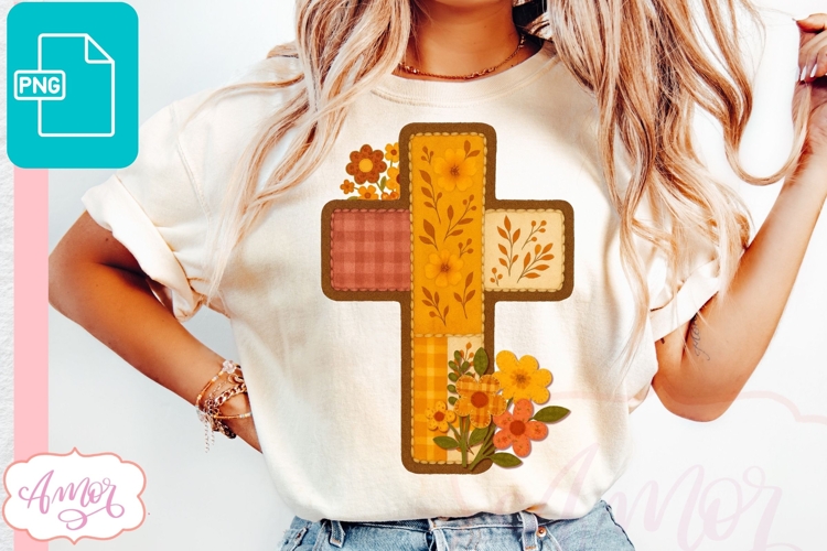 Fall Christian cross shirt PNG for sublimation