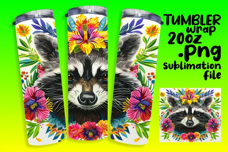 Raccoon & Bloom Tumbler Wrap for 20oz Sublimation