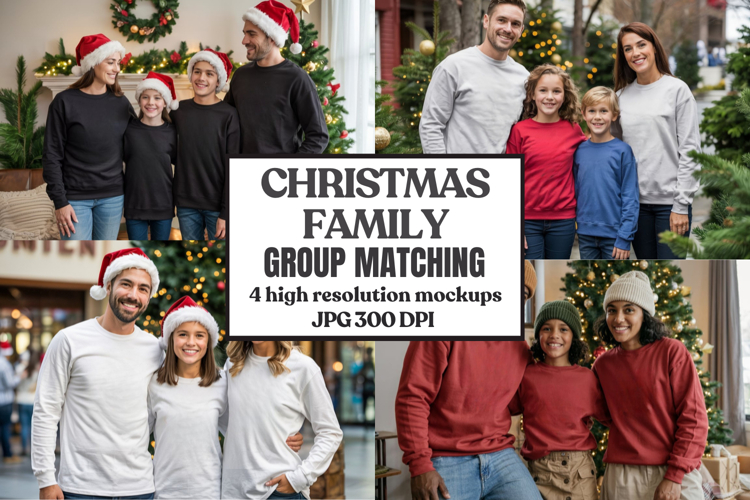 Christmas Family Matching T-Shirt Mockups | Holiday Group