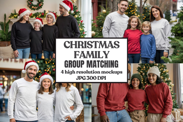 Christmas Family Matching T-Shirt Mockups | Holiday Group