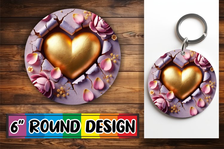 Radiant Round Car Coaster Magic, 3D Heart