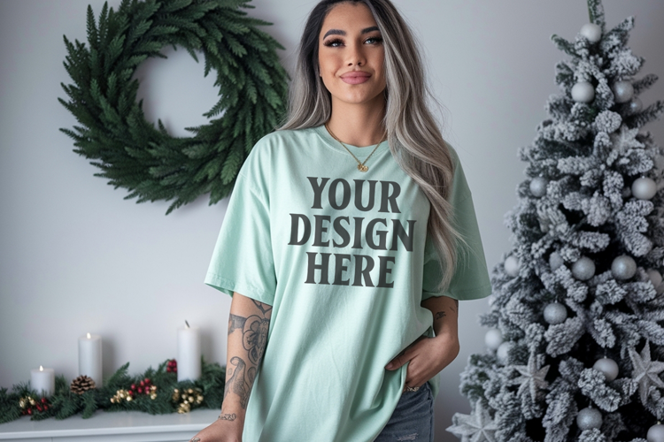 Chalky Mint Christmas Comfort Colors 1717 TShirt Mockup,cc17
