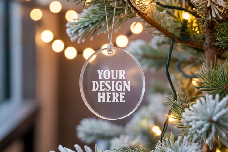 Acrylic Christmas Ornament Mockups , acrylic blank mockup