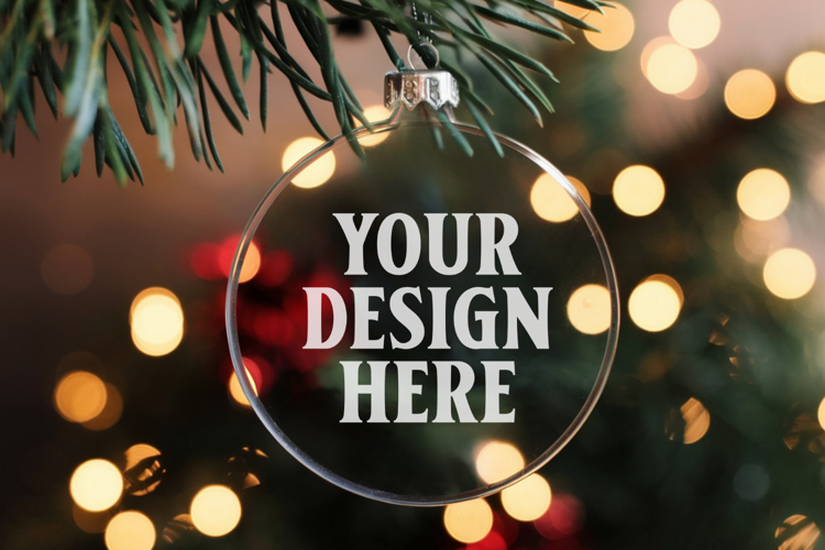 Acrylic Christmas Ornament Mockups | Clear Holiday Ornament