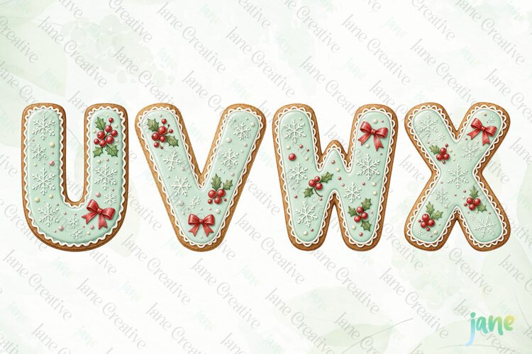 Mint Cookie Letters Clipart example image 1