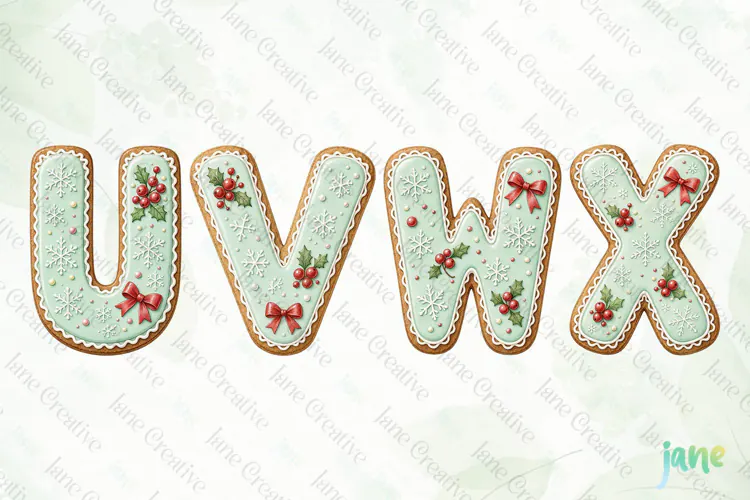 Mint Cookie Letters Clipart