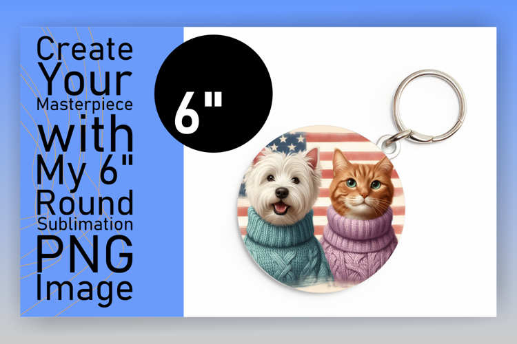 Lovely Round Design for Sublimation , Dog and cat