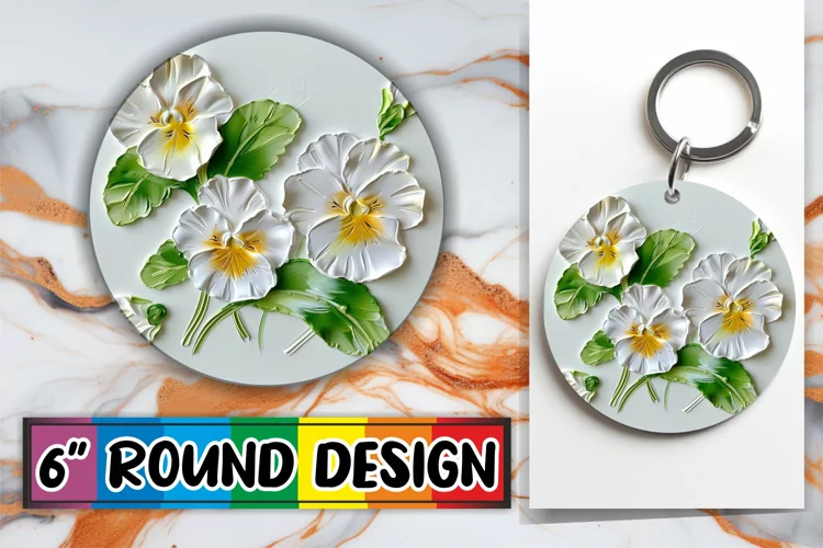 White Blossom Harmony: Sublimation Circle Design