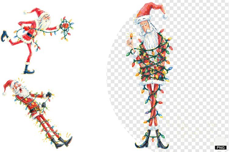 Santa With Christmas Lights PNGs example image 1
