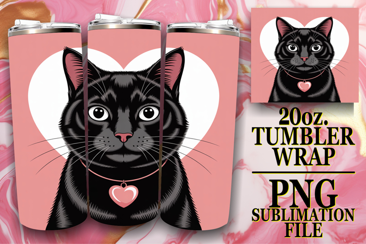 WHIMSICAL MOMENTS 20oz TUMBLER WRAP, Cat Valentins Day