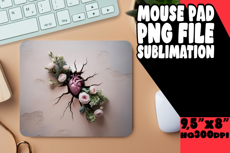 Joyful Desk Pad Design PNG, 3D Heart