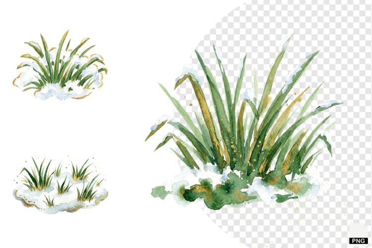 Winter Snowy Grass Clipart example image 1