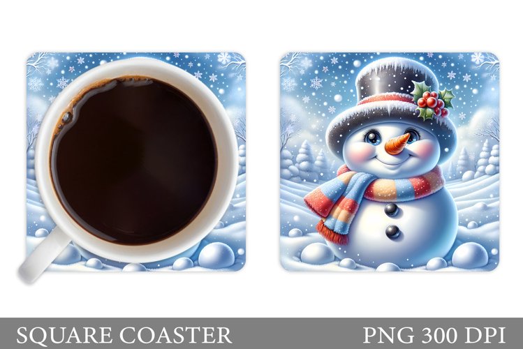 Cute Snowman Coaster Design. Christmas Coaster Sublimation