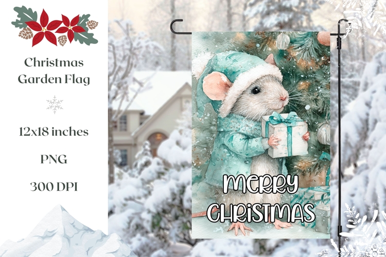 Merry Christmas Garden Flag, Christmas Animals Sublimation