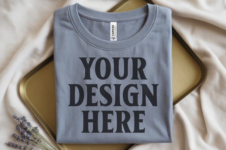 Ash Folded Bella Canvas 3001 Flat Lay T-Shirt