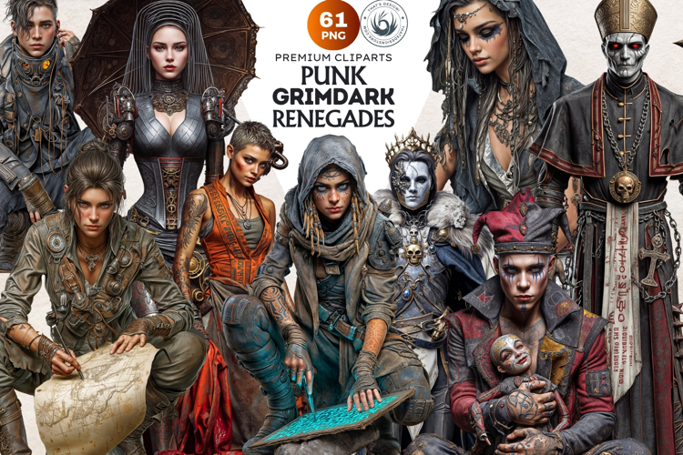 Grimdark Renegades PNG, Punk Fantasy Clipart for Dystopian