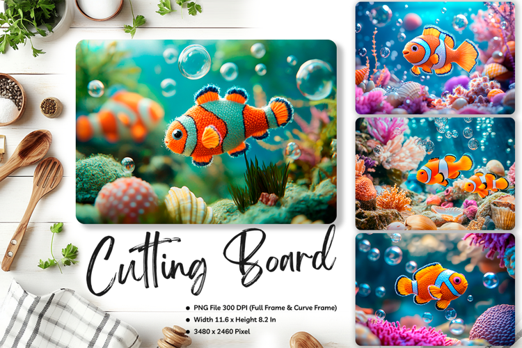 Sea Nemo Cutting Board Ocean Chopping Board Sublimation_61
