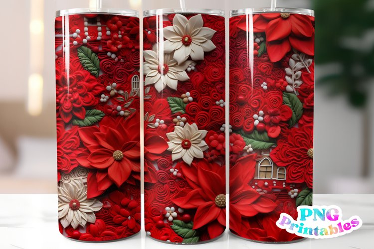 3D Christmas 20 oz Skinny Tumbler Wrap