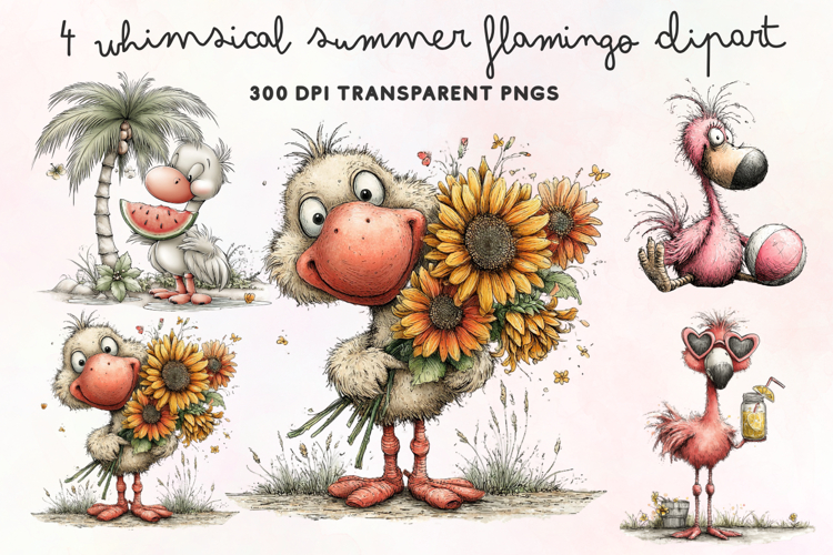 Cute Flamingo Clipart Image 6