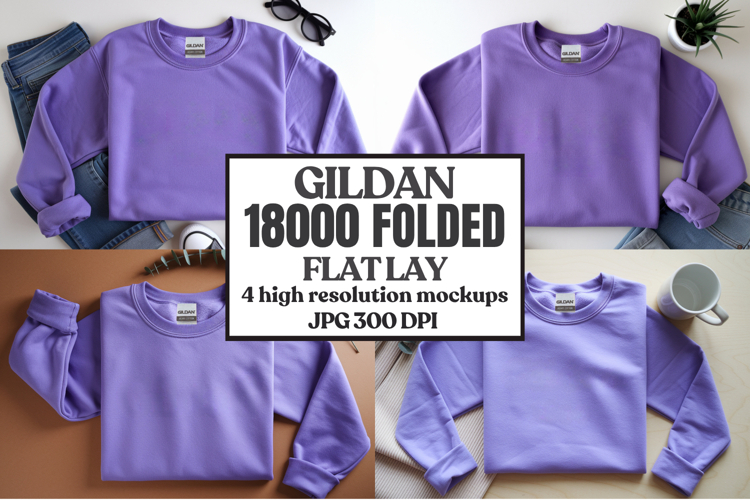 Gildan 18000 Sand Folded Flat Lay Mockups