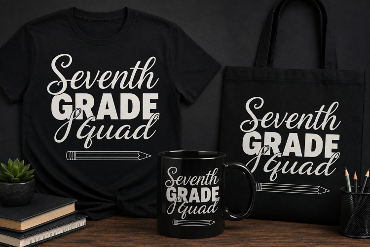 Seventh Grade Teacher PNG | Stylish School Squad Design