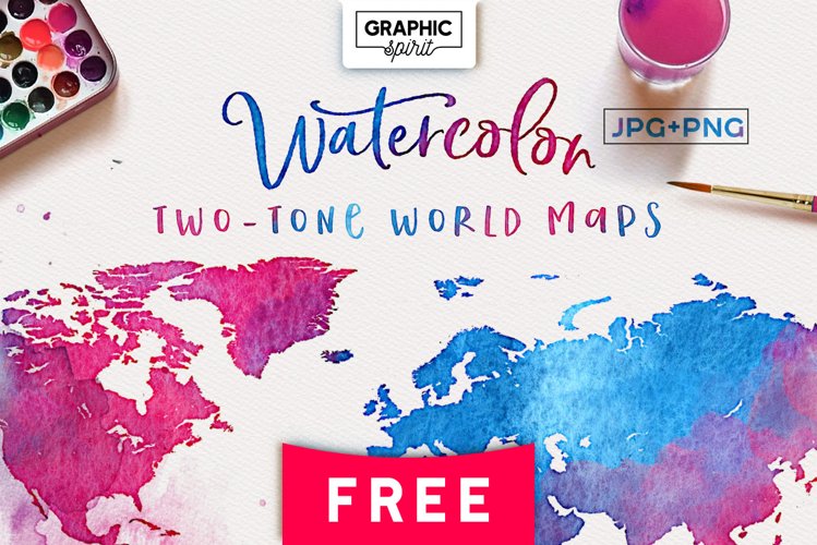 Watercolor Maps - TWO-TONE PACK example image 1