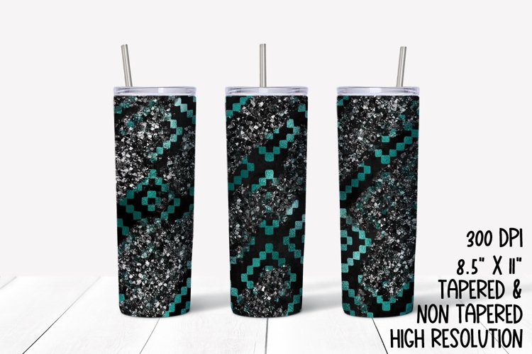 Blue & Black Glitter Sublimation Tumbler