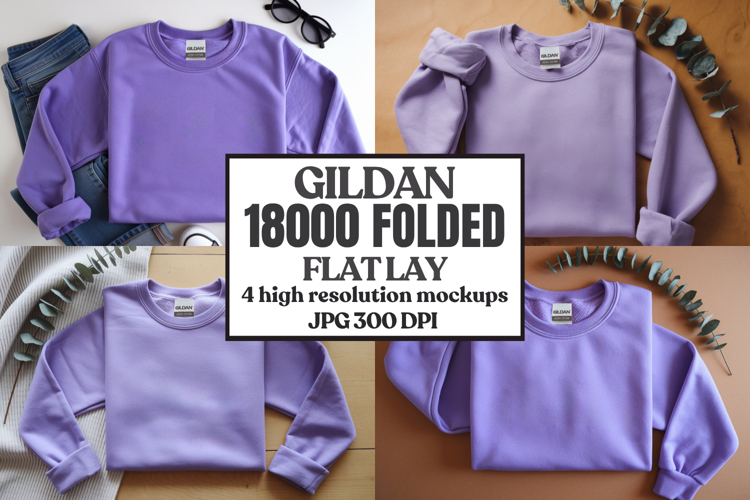 Gildan 18000 Sand Folded Flat Lay Mockups