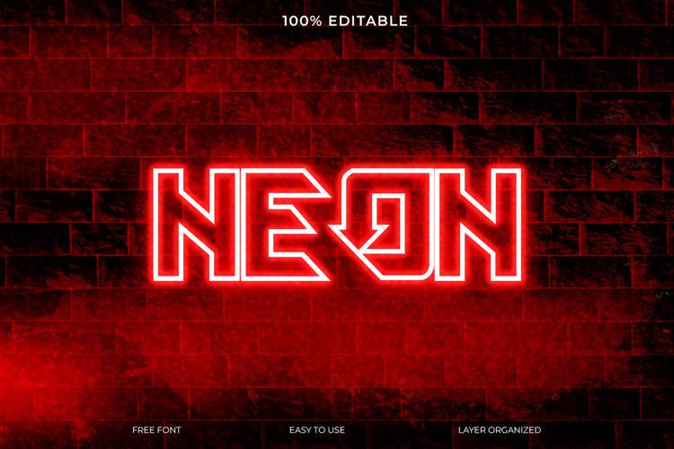 Red Neon Sign NEON on a Brick Wall example image 1