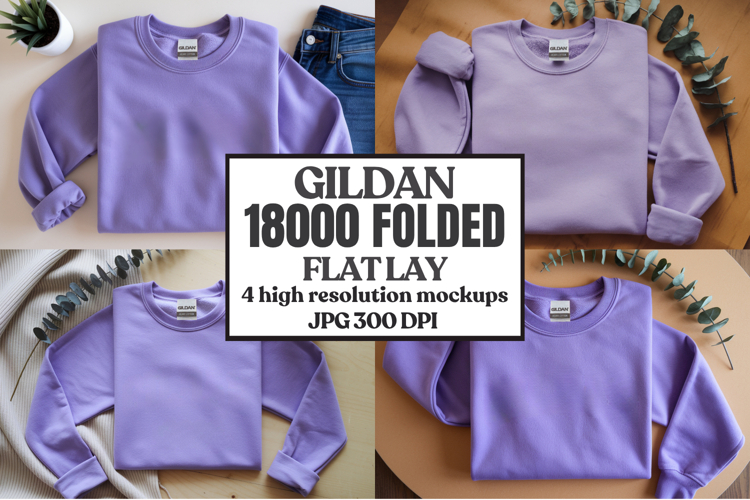 Gildan 18000 Sand Folded Flat Lay Mockups