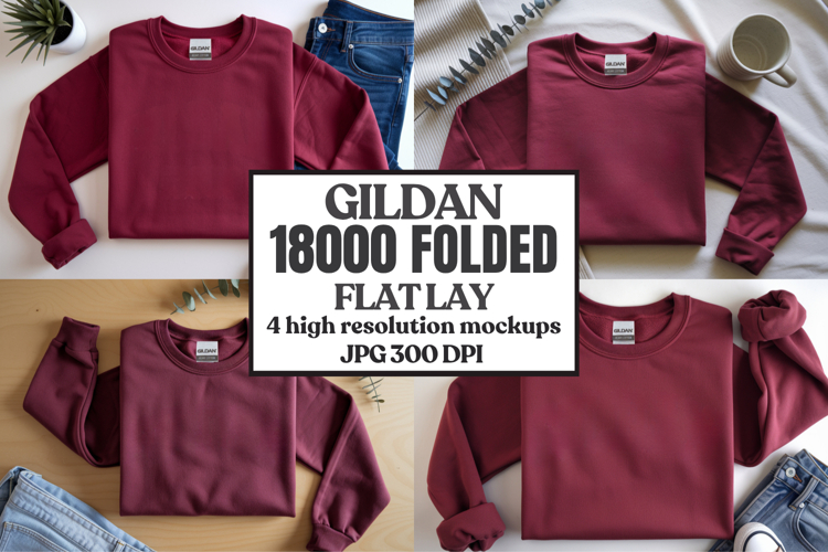 Gildan 18000 Sand Folded Flat Lay Mockups