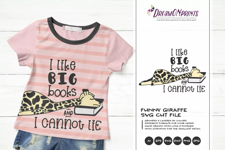 I Like Big Books | Fun Giraffe SVG | Funny Children Design