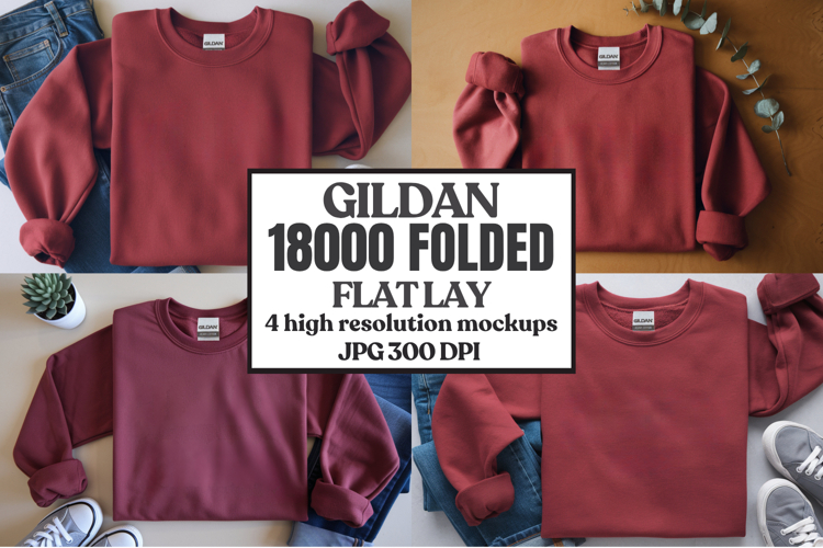 Gildan 18000 Sand Folded Flat Lay Mockups