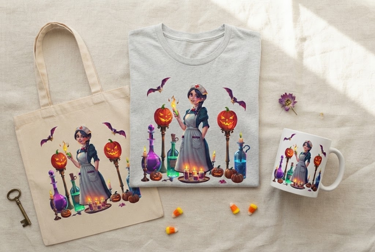 Halloween Nurse Witch PNG | Gothic Nurse Halloween Clipart