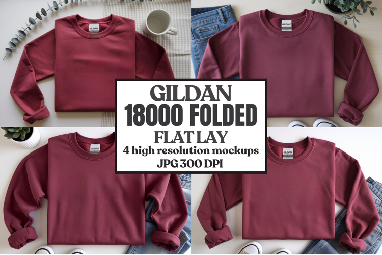 Gildan 18000 Sand Folded Flat Lay Mockups