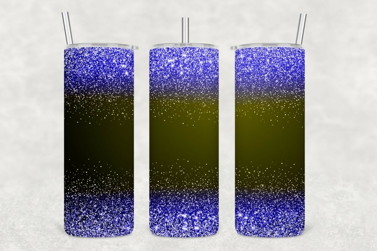 Blue Yellow Blue Sparkle Glitter Tumbler Wrap Sublimation