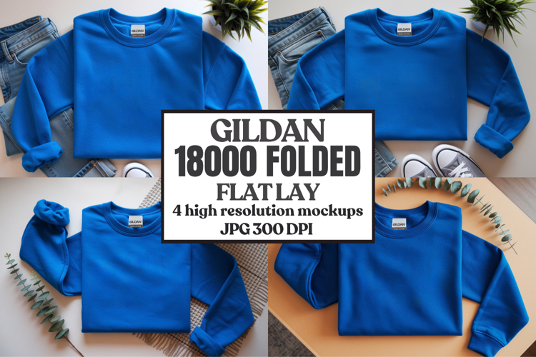 Gildan 18000 Sand Folded Flat Lay Mockups