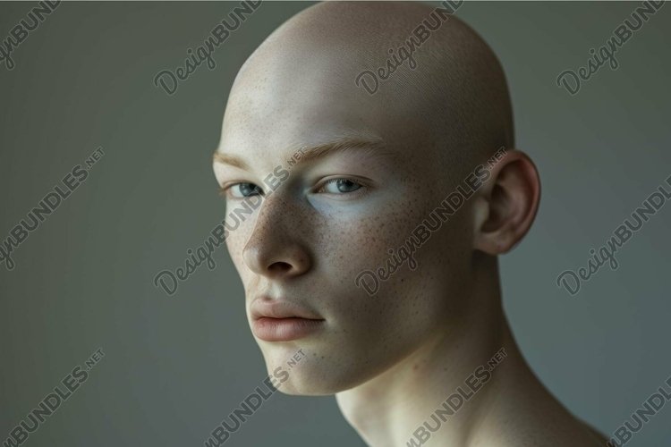 Serene bald model with freckles example image 1