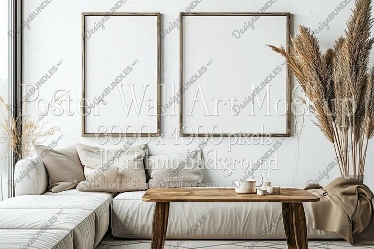 Poster Mockup, Modern 2 Frame Wall Art Mockup Photograph 26 example image 1