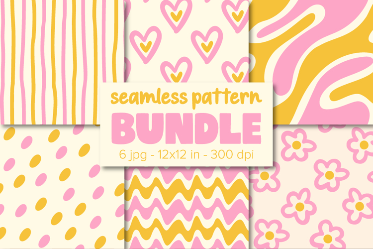 Pink and Yellow Digital Papers Retro Backgrounds