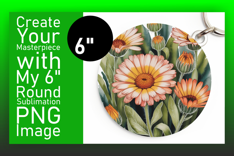 Sophisticated Round Design for Sublimation , Flowers