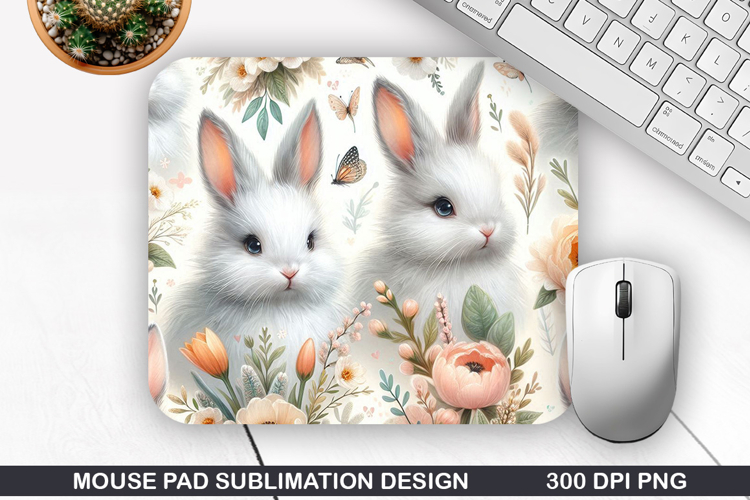 Bunny Mouse Pad Sublimation, Easter Bunny Mouse Pad PNG