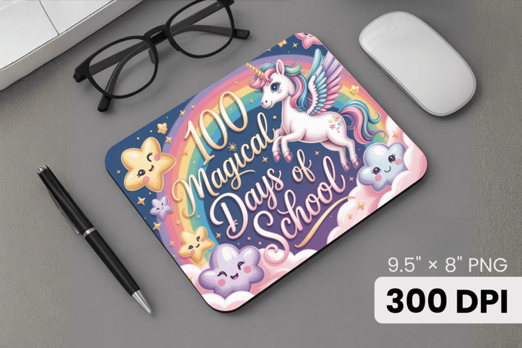 100 days of school Mouse Pad, Teacher PNG Sublimation Design