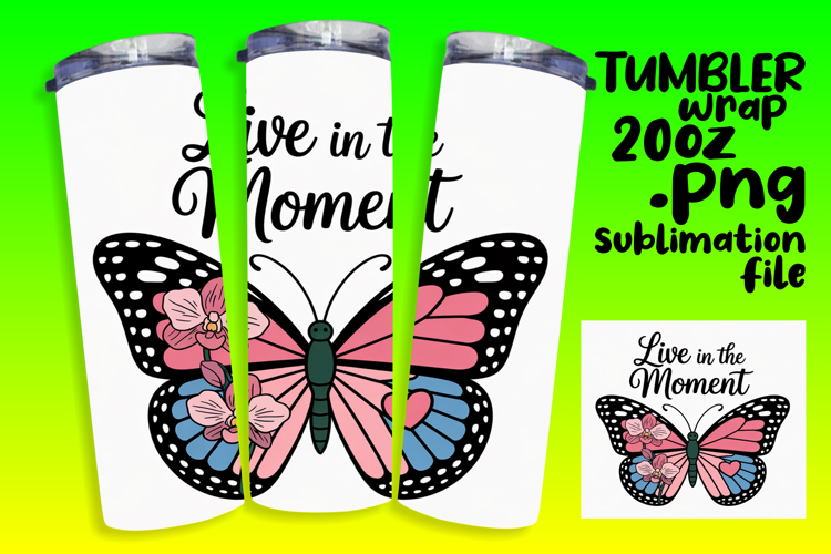 Stylish 20oz Tumbler Template , Butterfly