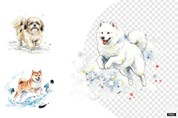 Winter Dog Playing PNG