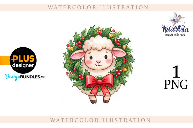Christmas Sheep in Watercolor Style example image 1