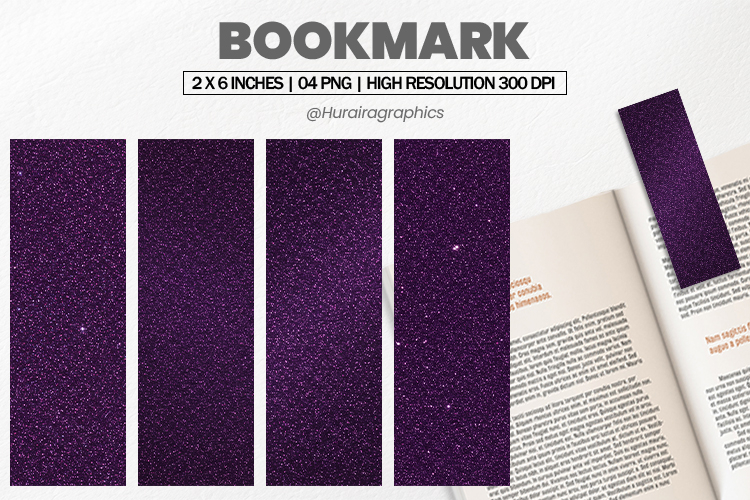 Deep Purple Glitter Bookmarks PNG, Bookmark Sublimation