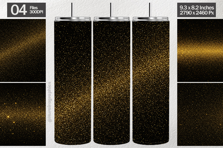 Black Gold Glitter Tumbler Wrap| Tumbler Sublimation